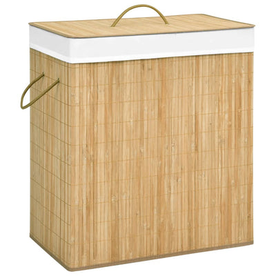 Canasta de lavandería de Vidaxl con 2 compartimentos 100 L Bamboo