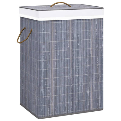 Canasta de lavandería Vidaxl con 2 compartimentos 72 L bambú gris