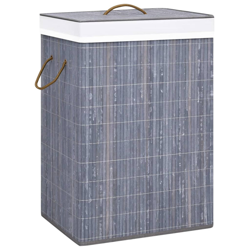 Canasta de lavandería Vidaxl con 2 compartimentos 72 L bambú gris