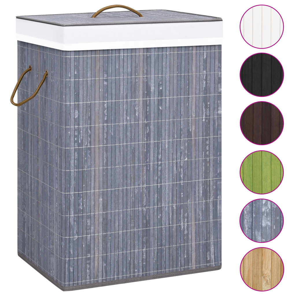 Vidaxl Lavaundry Basket con 2 scomparti 72 L grigio di bambù