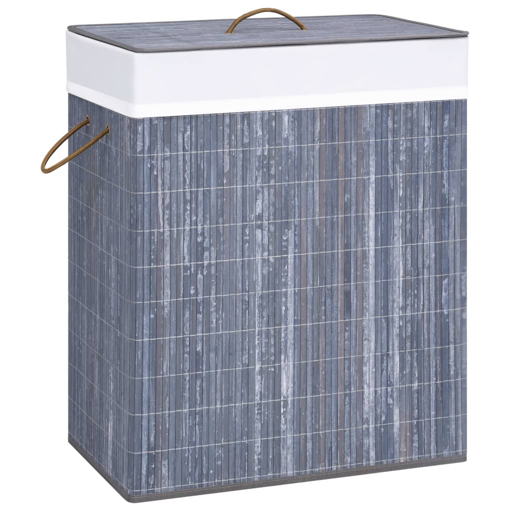 Vidaxl Laundry Basket con 2 compartimenti da 100 l grigio di bambù