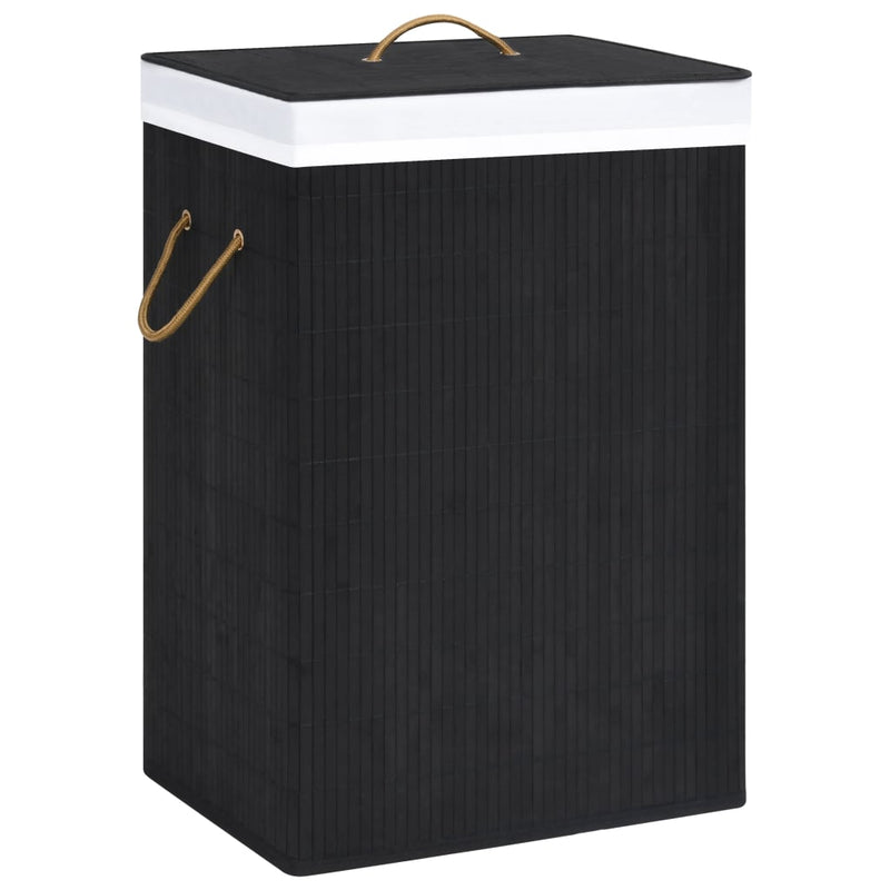 Canasta de lavandería Vidaxl con 2 compartimentos 72 L Bamboo Negro
