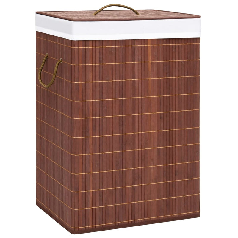 Canasta de lavandería Vidaxl con 2 compartimentos 72 L Bamboo Brown