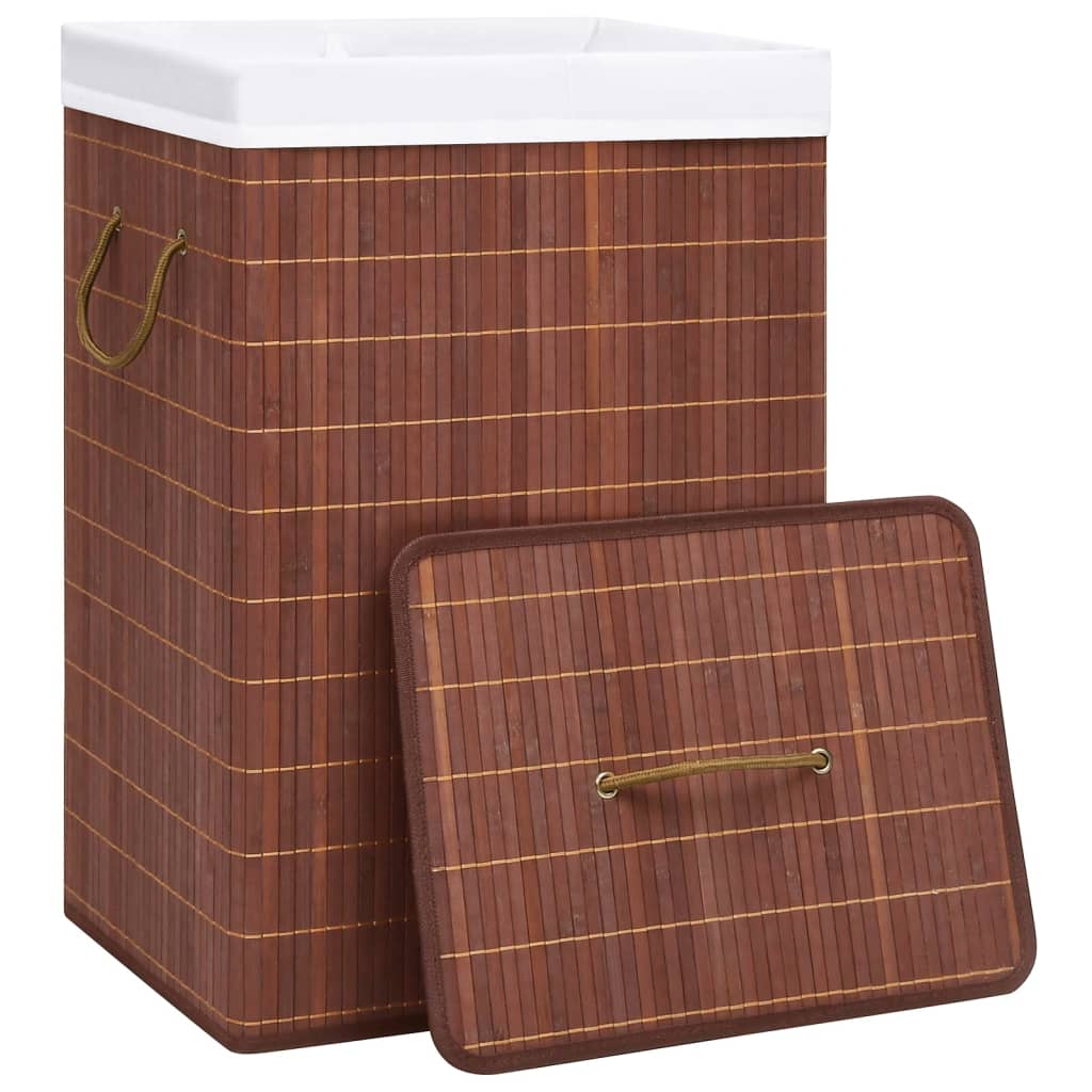 Canasta de lavandería Vidaxl con 2 compartimentos 72 L Bamboo Brown