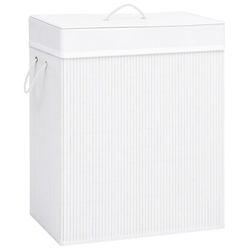 Canasta de lavandería de Vidaxl con 1 caja 83 L bambú blanco