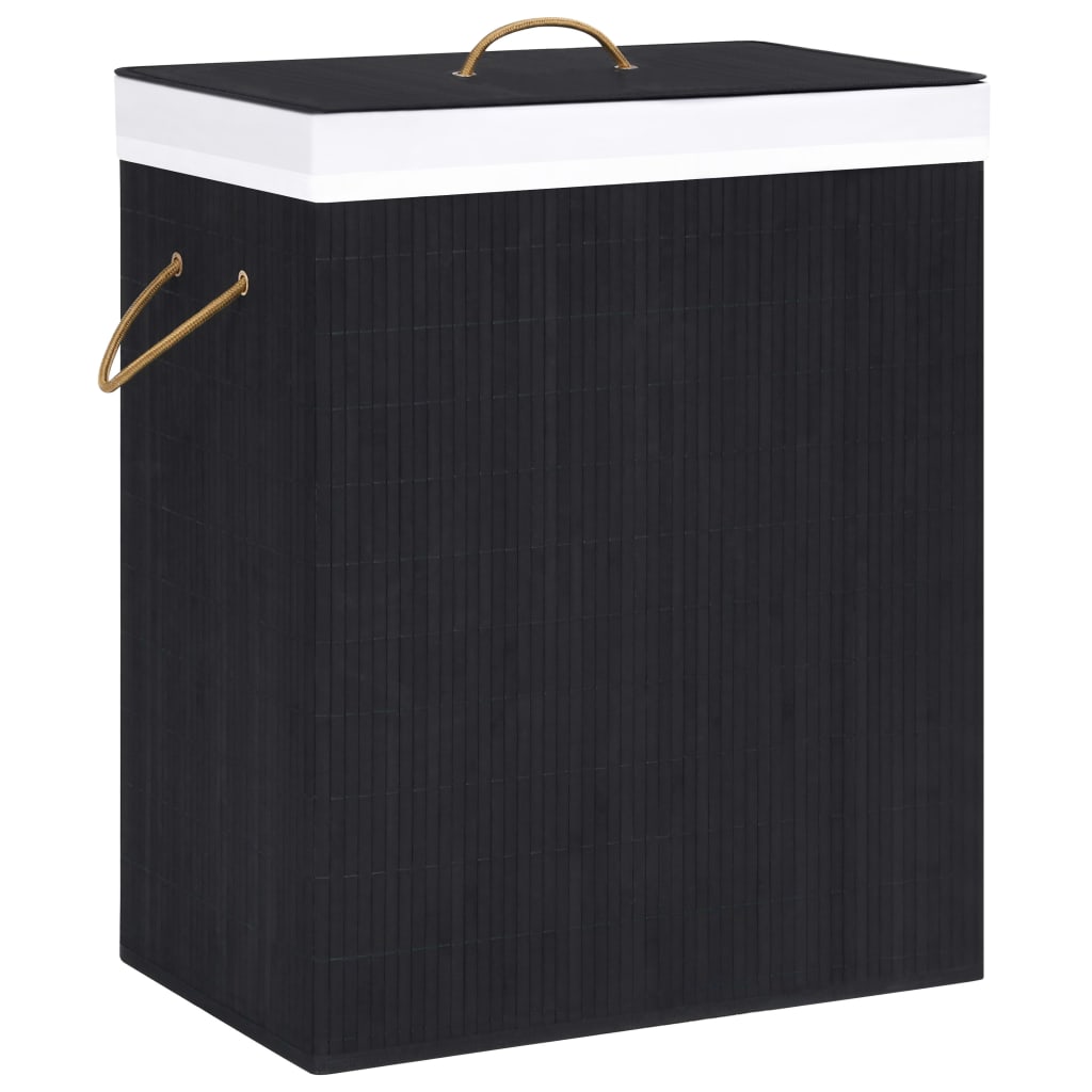 Canasta de lavandería de Vidaxl con 1 caja 83 L Bamboo Negro