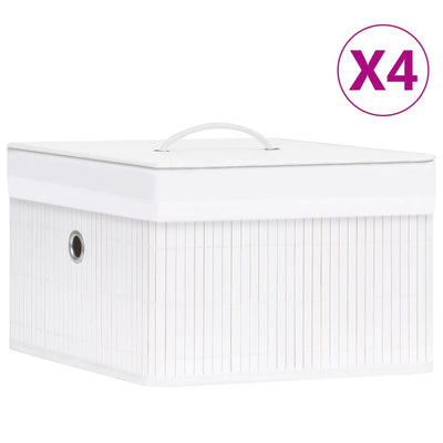 Cajas de almacenamiento de Vidaxl 4 PC Bamboo White