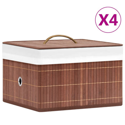 Cajas de almacenamiento de Vidaxl 4 PC Bamboo Brown