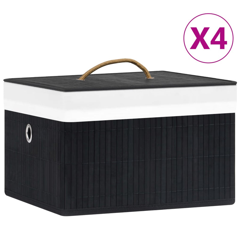 Scatole di archiviazione Vidaxl 4 PC BAMBOO NERO