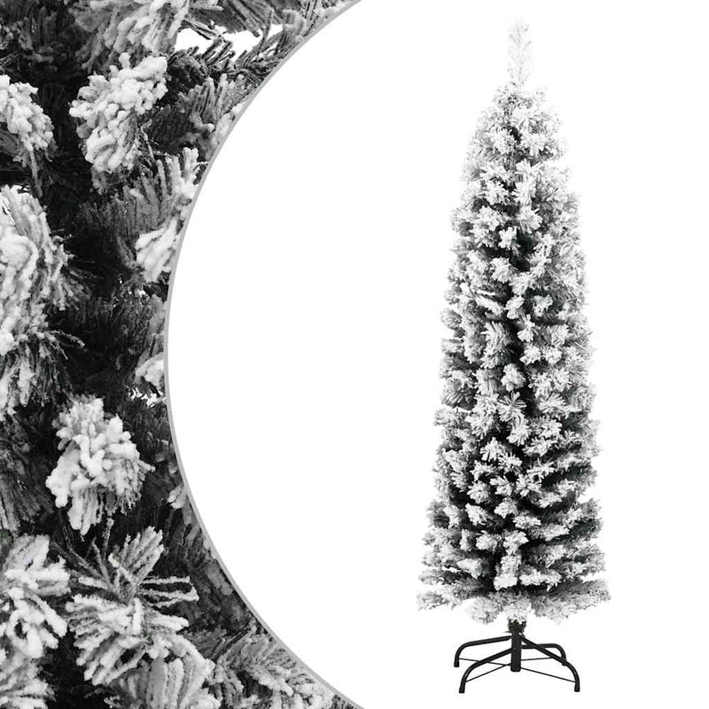 Vidaxl Kunstkerstboom con nieve estrecha de 150 cm PVC Green