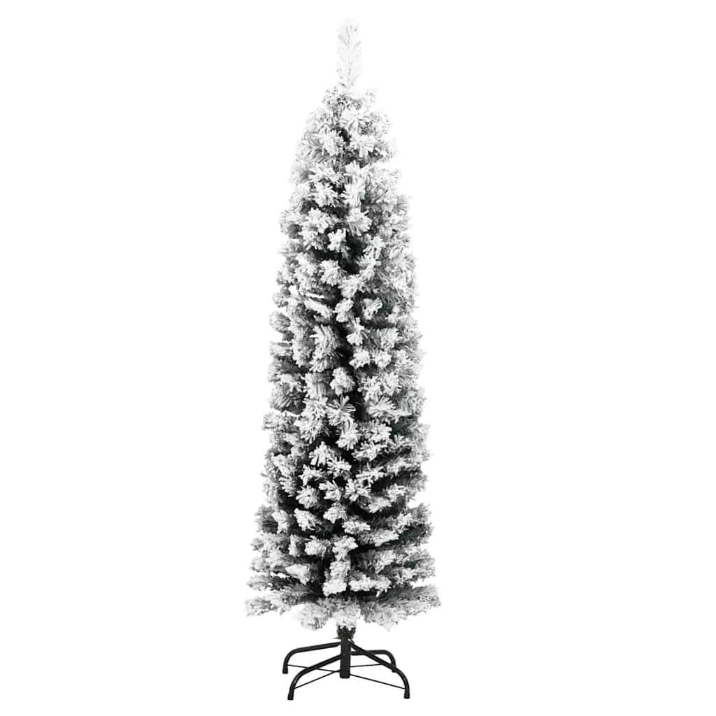 Vidaxl Kunstkerstboom con nieve estrecha de 150 cm PVC Green