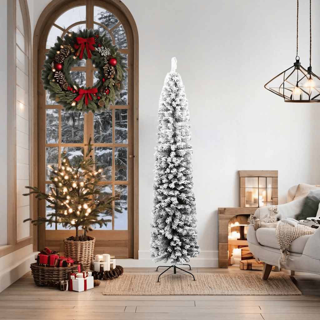 Vidaxl Kunstkerstboom con neve stretta 180 cm PVC verde