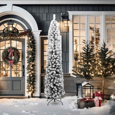 Vidaxl Kunstkerstboom con nieve estrecha de 210 cm PVC Green