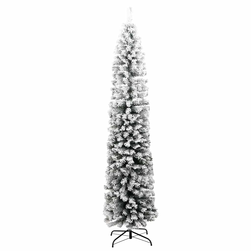 Vidaxl Kunstkerstboom con nieve estrecha de 210 cm PVC Green