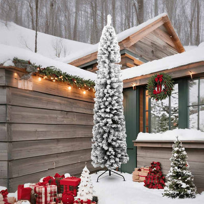 Vidaxl Kunstkerstboom con nieve estrecha de 240 cm PVC Green