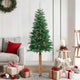 Vidaxl Árbol de Navidad con madera real y conos de pino estrecho 150 cm de PVC verde