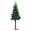 Vidaxl kerstboom met echt hout en dennenappels smal 180 cm pvc groen
