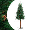 Vidaxl kerstboom met echt hout en dennenappels smal 210 cm pvc groen