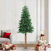 Vidaxx Albero di Natale in vero legno e pigne strette 210 cm PVC verde