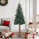 Vidaxl Tree di Natale con legno reale e neve stretto 150 cm verde