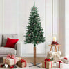 Vidaxx Árbol de Navidad con madera auténtica y nieve estrecho 180 cm verde
