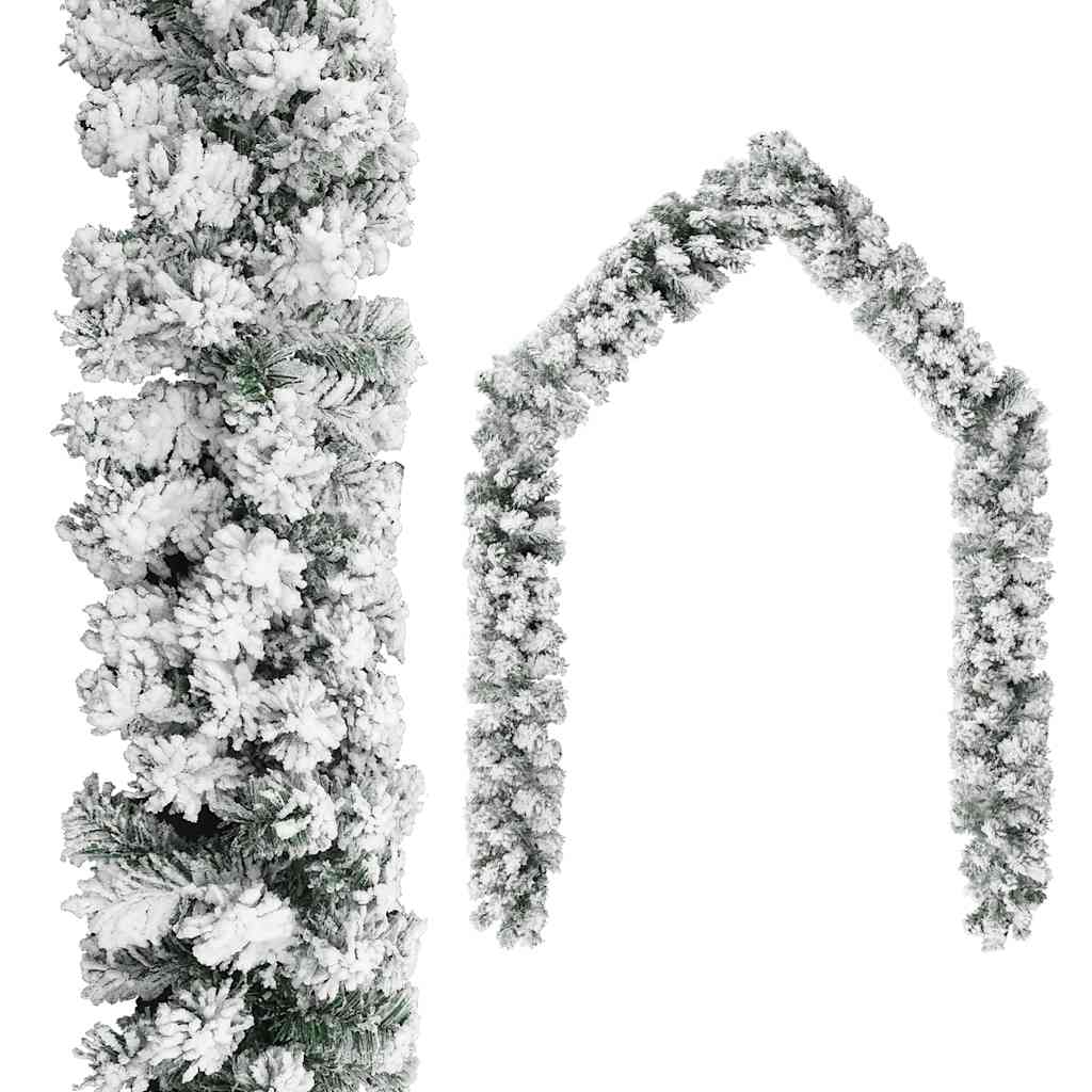 Vidaxl Garland de Navidad con nieve de 10 m PVC verde