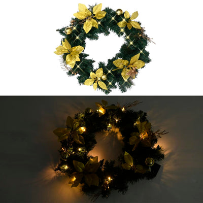 Vidaxl Christmas Greath con luci a LED 60 cm PVC Verde