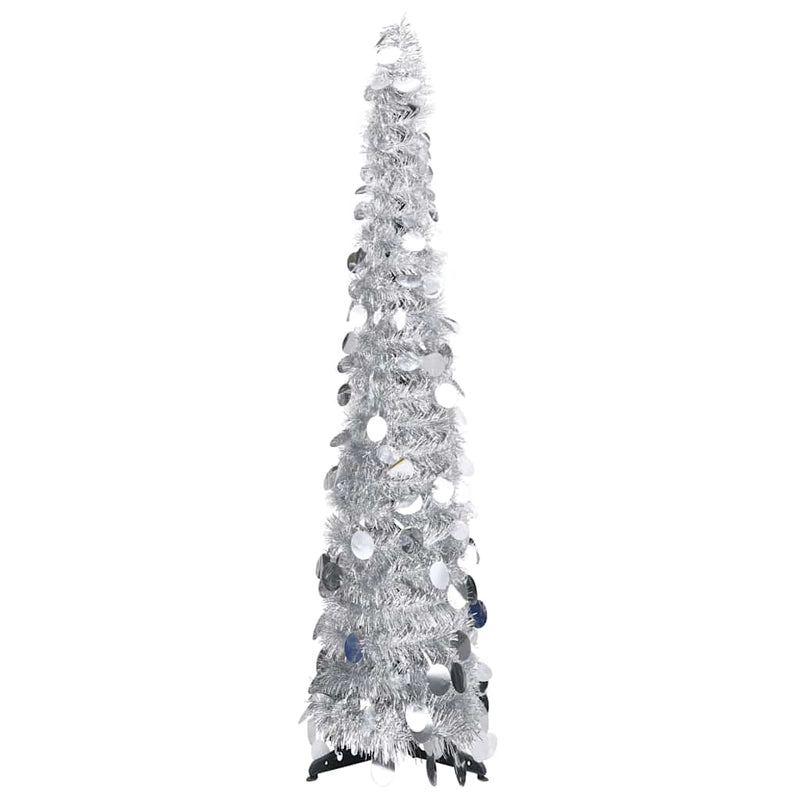 Vidaxl kunstkerstboom pop-up 120 cm pet zilverkleurig