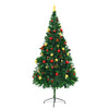 Vidaxl Kunstkerstboom con iluminación y bolas de Navidad de 210 cm verde