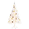 Vidaxl Kunstkerstboom con illuminazione e palle di Natale 150 cm bianchi