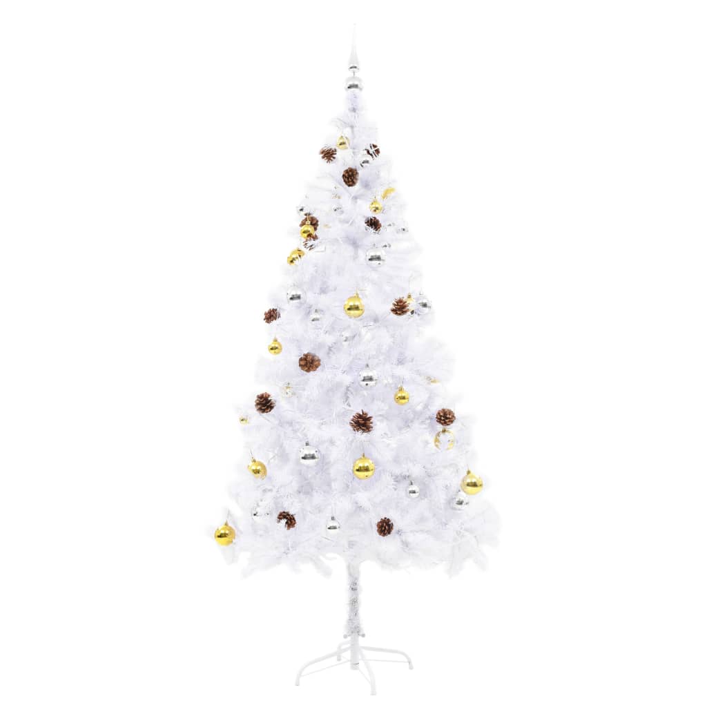 Vidaxl Kunstkerstboom con iluminación y bolas de Navidad de 180 cm blanco