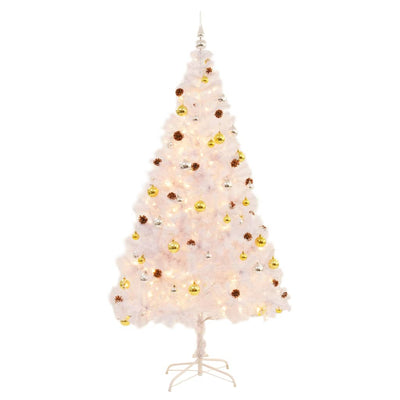 Vidaxl Kunstkerstboom con iluminación y bolas de Navidad de 210 cm de blanco