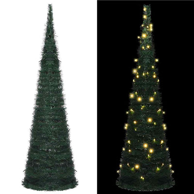 Vidaxl Kunstkerstboom con ventana emergente de iluminación de 210 cm verde