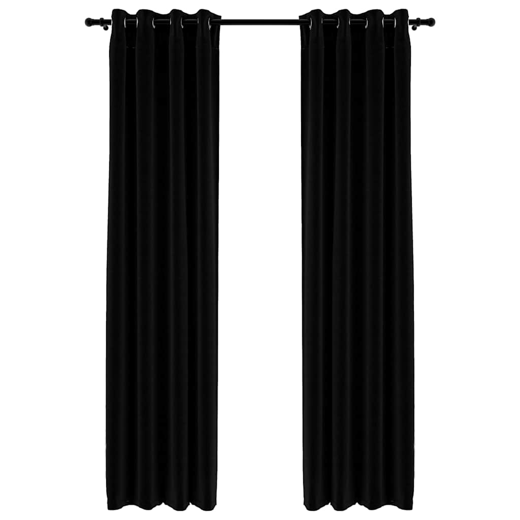 Vidaxl tende in lino look occhi dannosi 2 st 140x225 cm nero