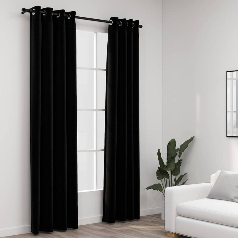 Tende vidaxl lino look occhi dannosi 2 st 140x245 cm nero