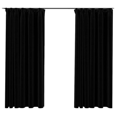 Cortinas Vidaxl Lino Mirando ganchos condenatorios 2 ST 140X175 CM NEGRO