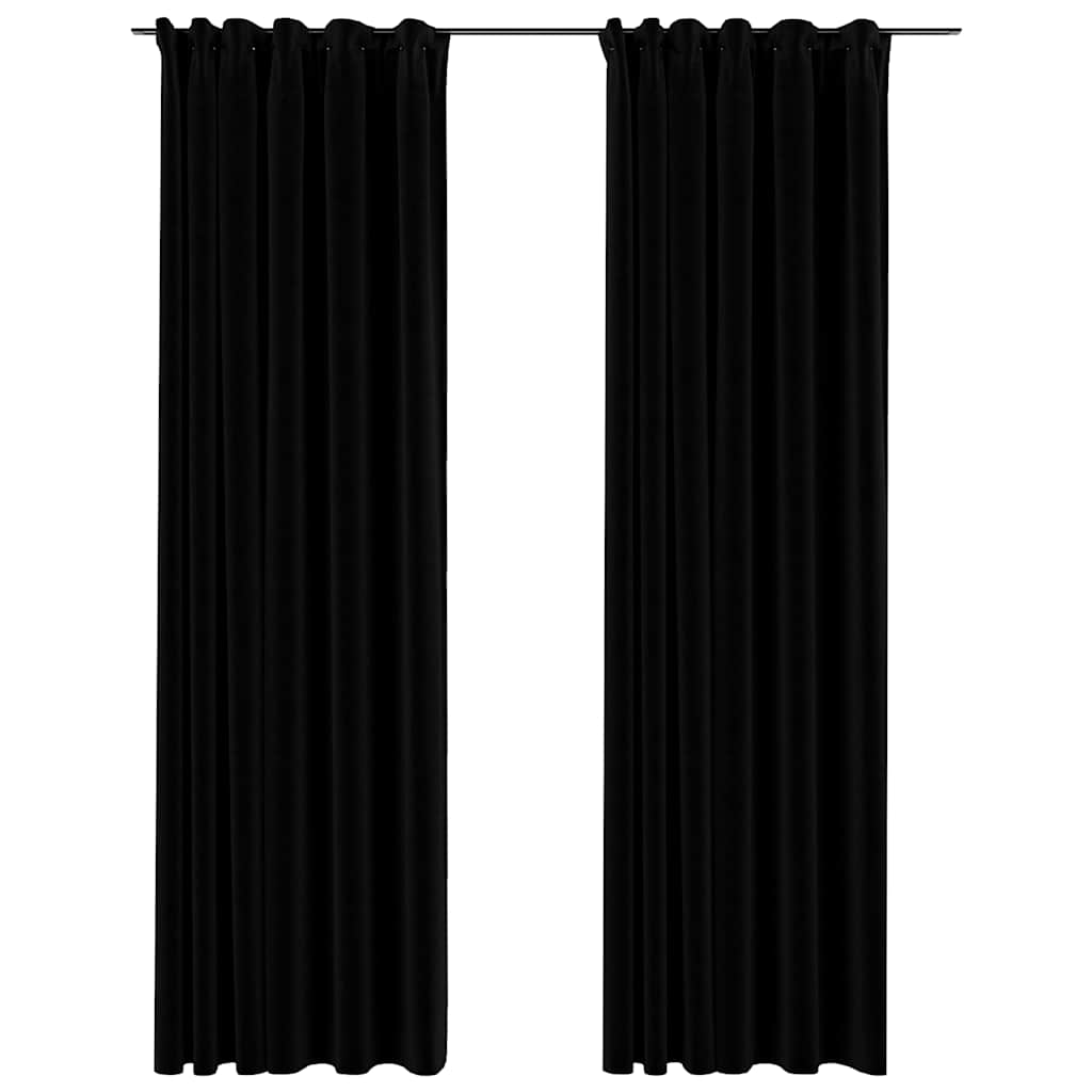 Cortinas Vidaxl Lino Look Belegios de apagón 2 ST 140X225 CM NEGRO