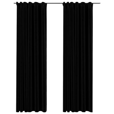 Tende vidaxl lino look ganci blackout 2 st 140x225 cm nero