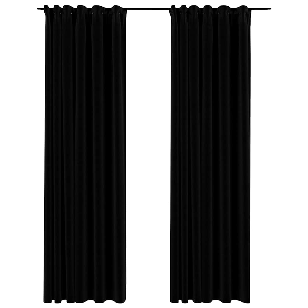 Cortinas Vidaxl Lino Look Blawout Hooks 2 ST 140x245 CM Negro