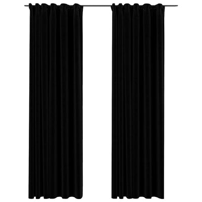 Cortinas Vidaxl Lino Look Blawout Hooks 2 ST 140x245 CM Negro