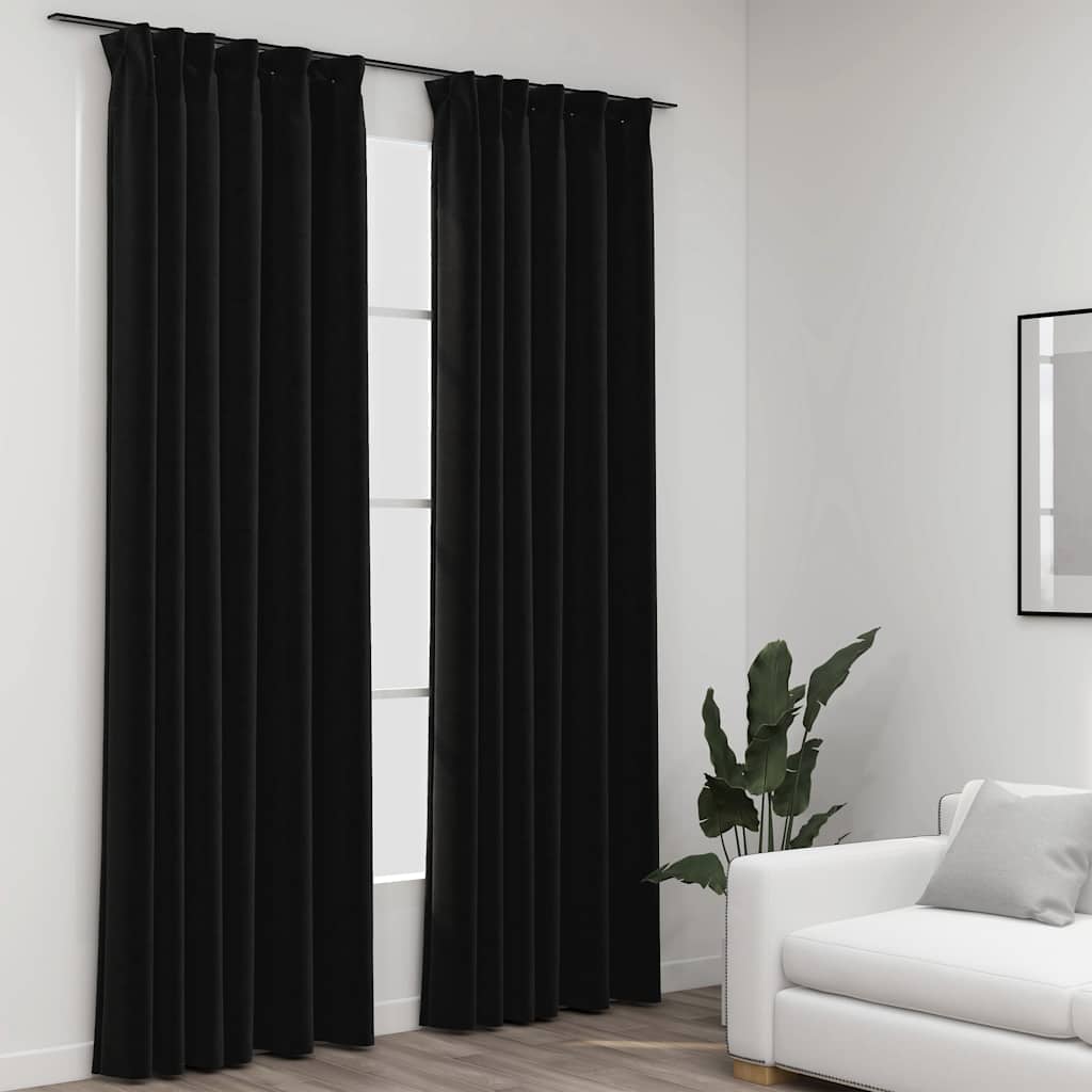 Cortinas Vidaxl Lino Blackout Hooks 2 PCS 140x245 CM Anthracite