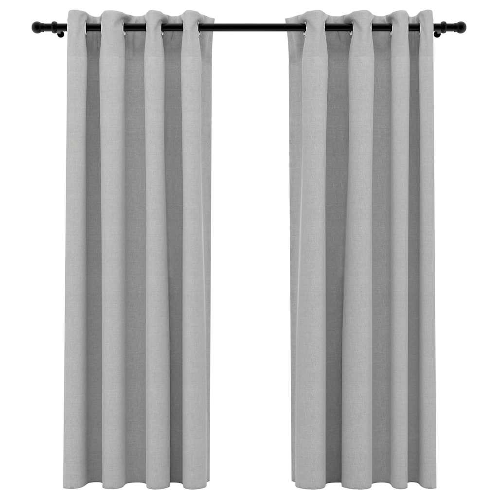 Cortinas Vidaxl Lino Mirando Ojos condenatorios 2 ST 140X175 CM GRIS
