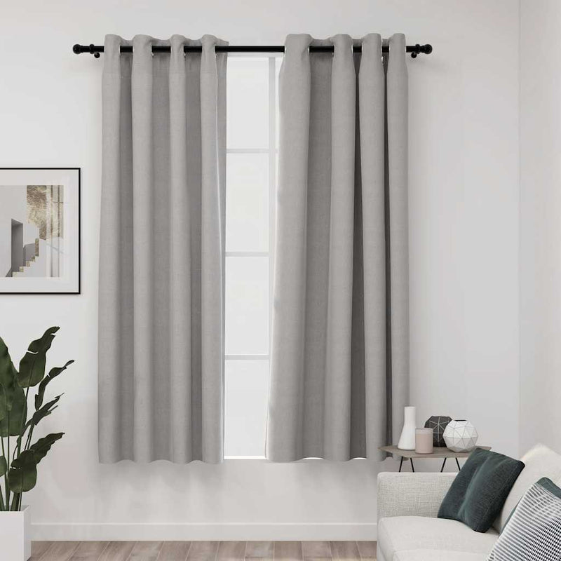 Cortinas Vidaxl Lino Mirando Ojos condenatorios 2 ST 140X175 CM GRIS