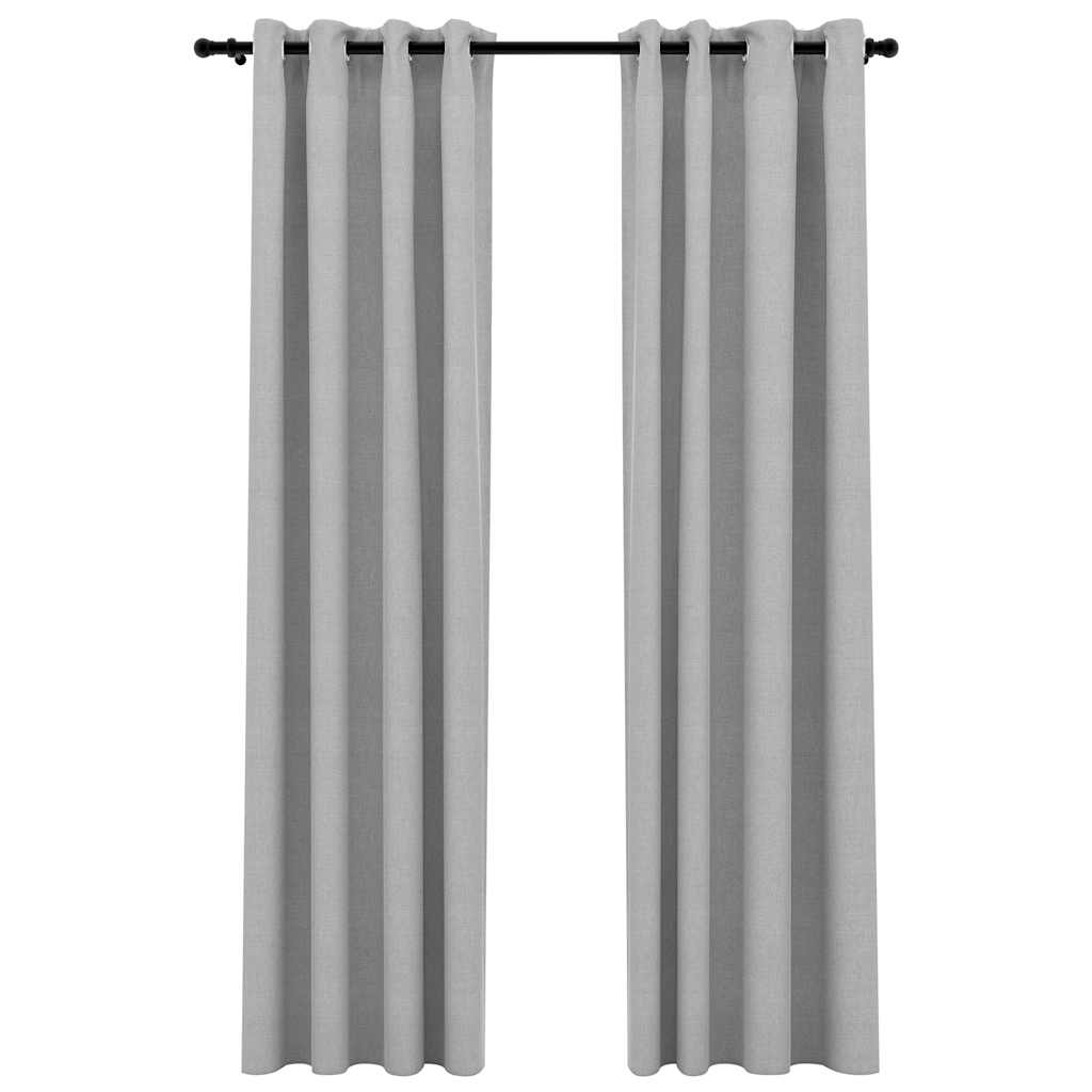 Cortinas Vidaxl Lino Mirando Ojos condenatorios 2 ST 140X245 CM GRIS