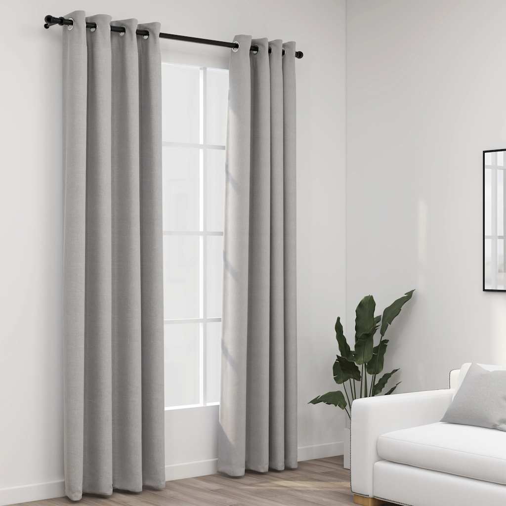 Cortinas Vidaxl Lino Mirando Ojos condenatorios 2 ST 140X245 CM GRIS