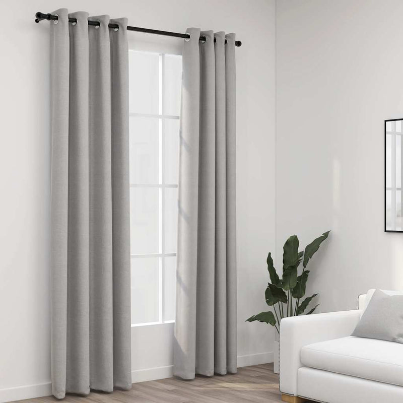 Cortinas Vidaxl Lino Mirando Ojos condenatorios 2 ST 140X245 CM GRIS