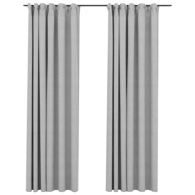 Cortinas Vidaxl Lino Look Belwout Hooks 2 ST 140x225 CM Gray