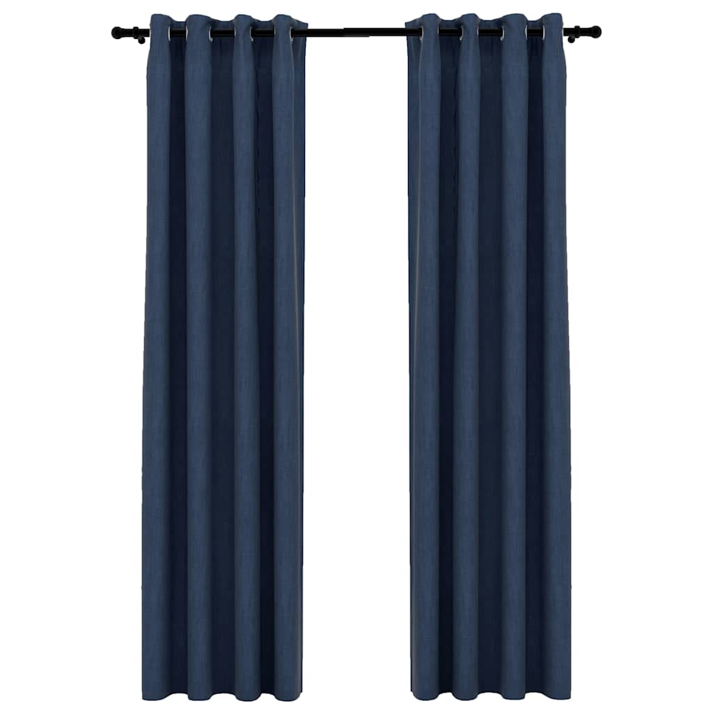 Tende vidaxl lino look occhi dannosi 2 st 140x225 cm blu