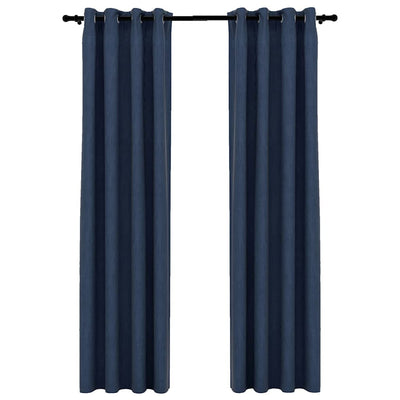 Cortinas Vidaxl Lino Mire los ojos condenatorios 2 ST 140X245 CM AZUL