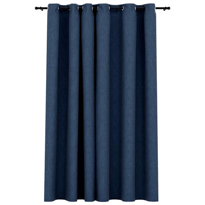 Vidaxl gordijn linnen-look verduisterend met ogen 290x245 cm blauw